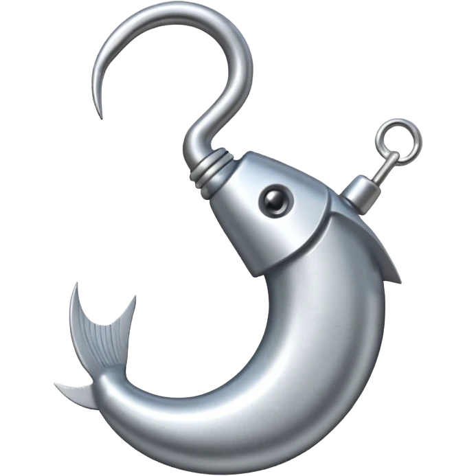 fishing hook emoji, metallic look emoji