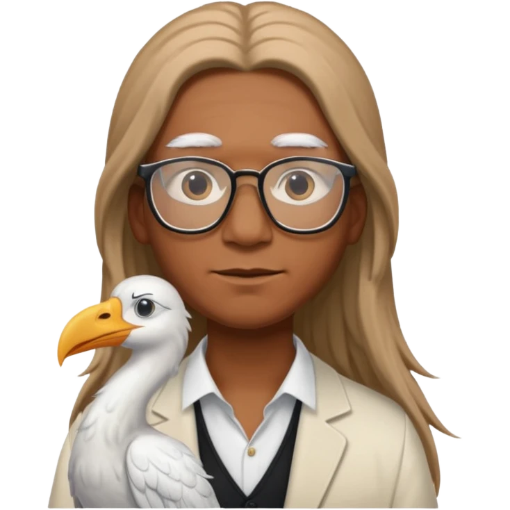 long hair stork with glasses  emoji