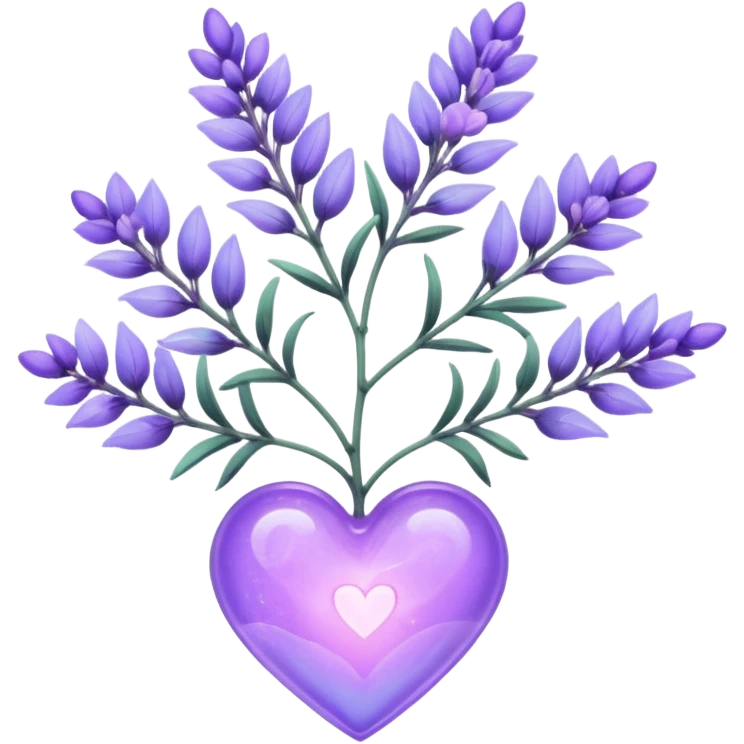 create a holographic lavender plant that wraps around a lavender colored heart emoji