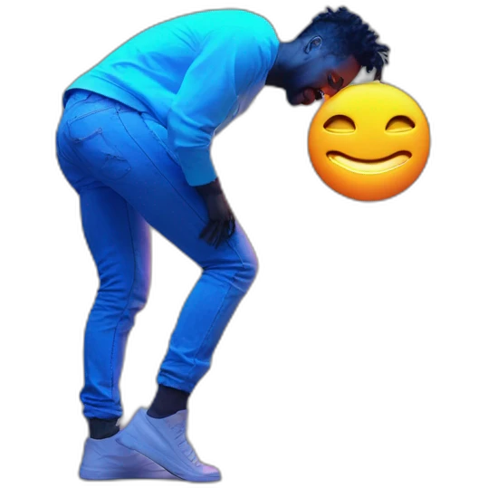 Juicy booty neon sign style man emoji