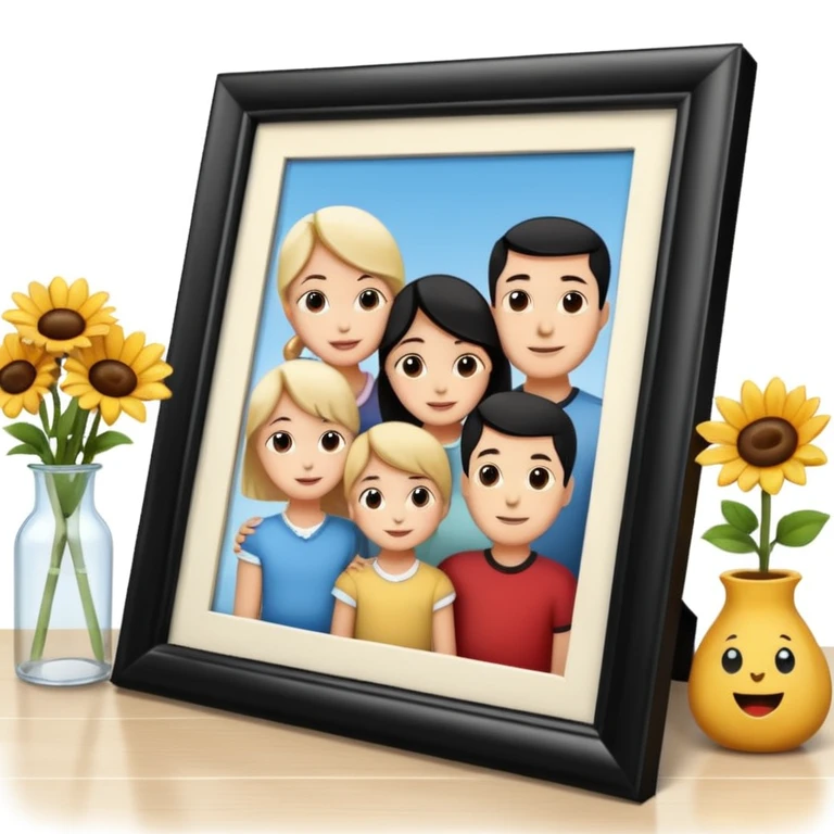 family photo frame, travelling emoji