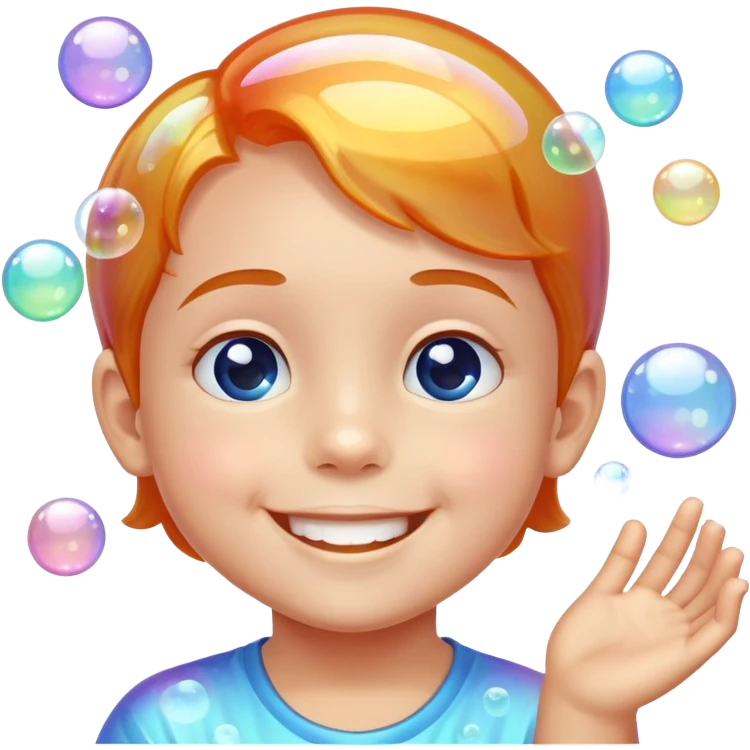 Burbujas y un niño emoji
