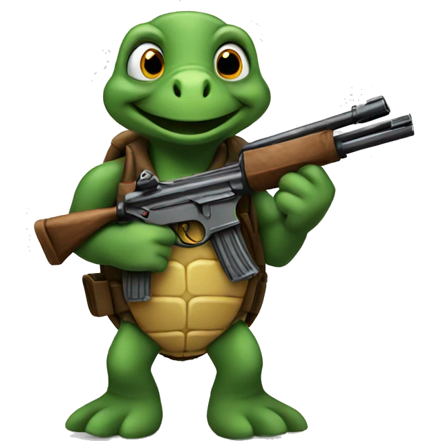 turtle holding ten guns emoji