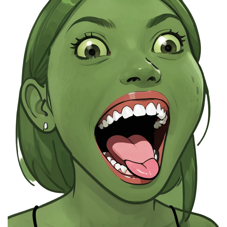 girl sticking tongue out over teeth emoji