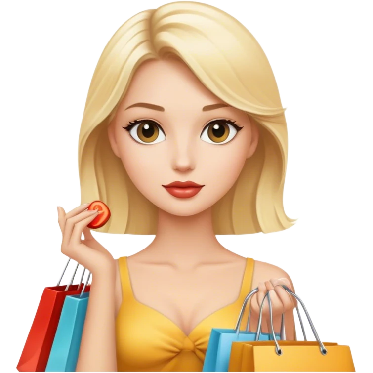 Elegant blonde model shopping emoji