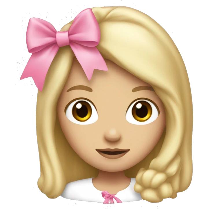 white girl with blond hair and a pink bow emoji