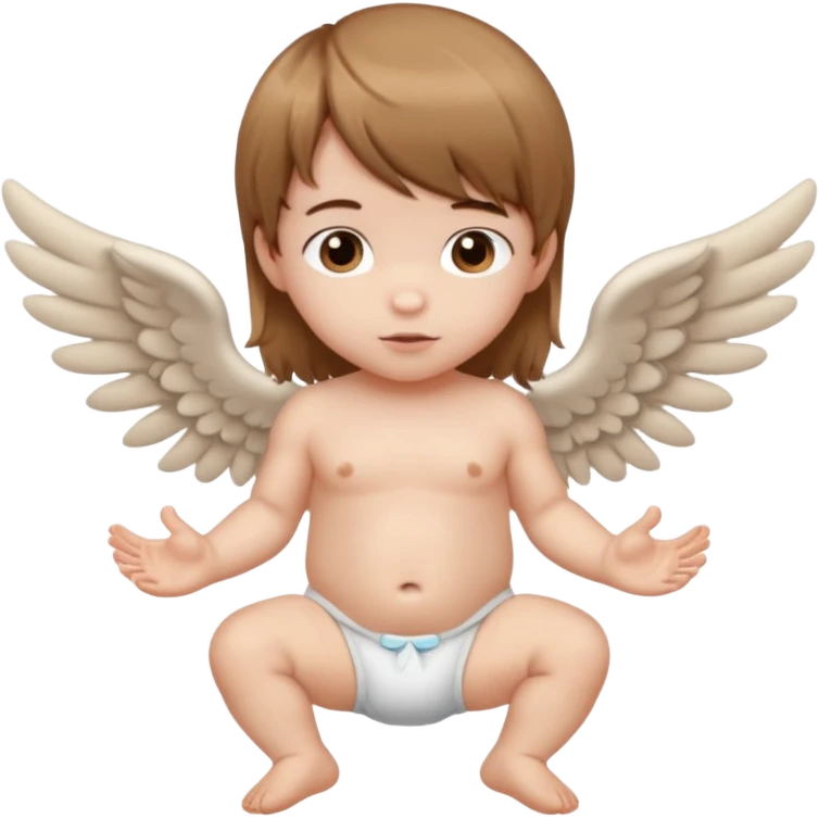 Hada cupido pequeña de cabello largo lacio castaño claro con flequillo y ojos cafés  emoji