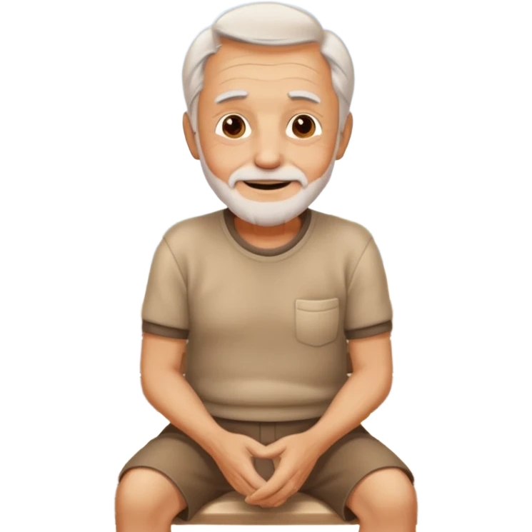 old man enjoying retirement, cheerful, casual clothes, sitting on a bench, outdoors, sunny day emoji
