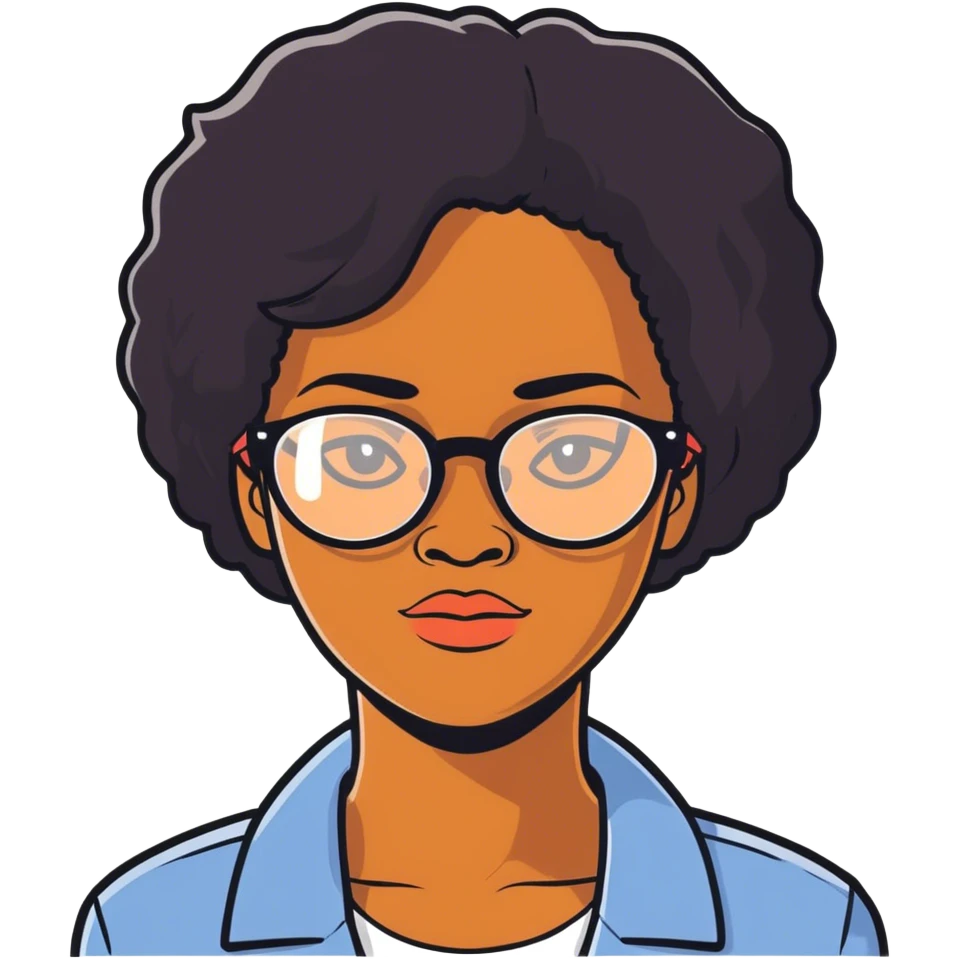 African American woman short hair glasses emoji