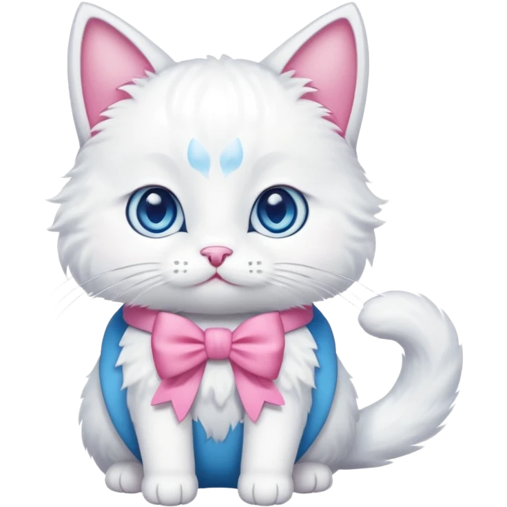 White cat with pink bow emoji