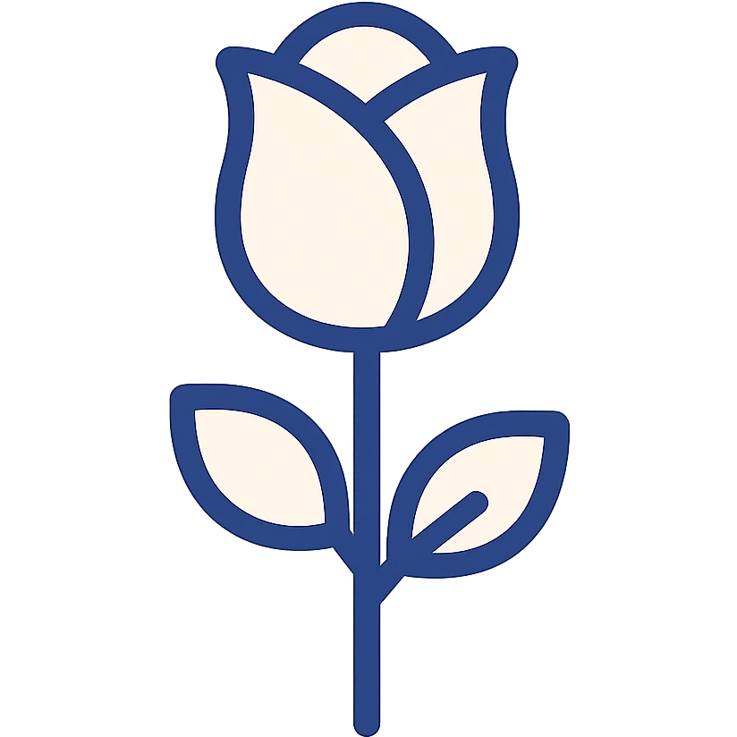 a rose flower in modern icon style, clean lines, minimal color, simple and recognizable emoji
