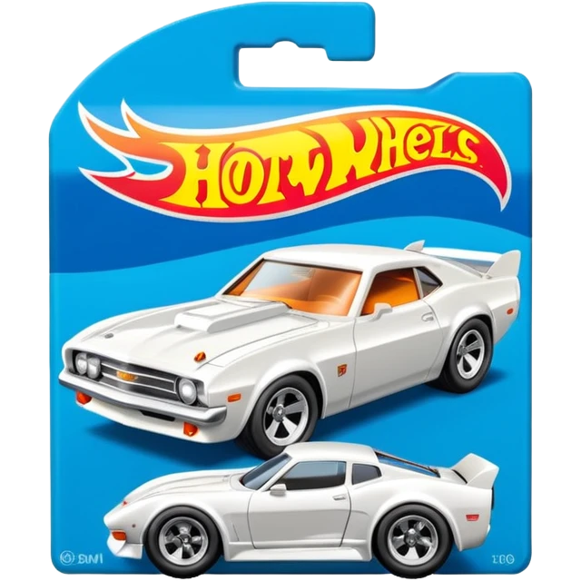 Машинка HotWheels белого цвета в классической упаковке HotWheels. emoji