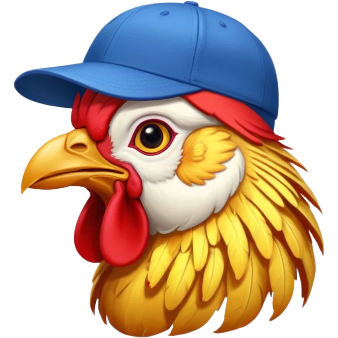 rooster wearing baseball cap emoji