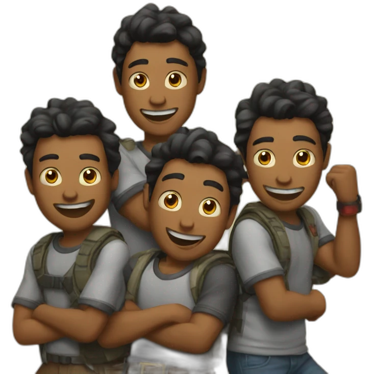 Three buddies gaming emoji