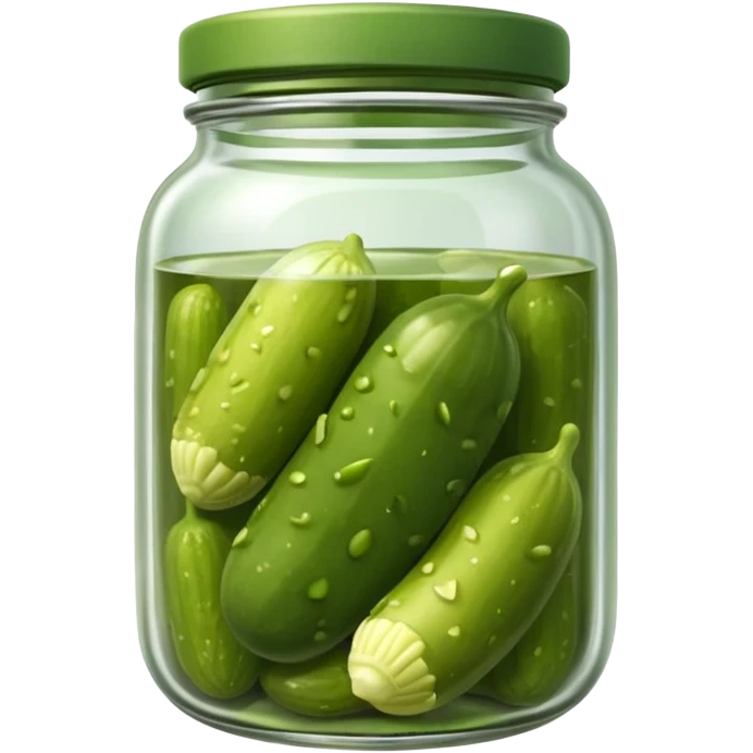a single pickle inside a glass jar emoji