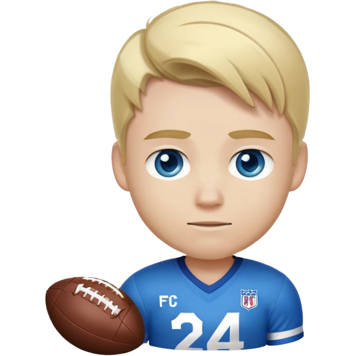 A football player with blond hair, white skin, and blue eyes, with the number 24 on his jersey emoji