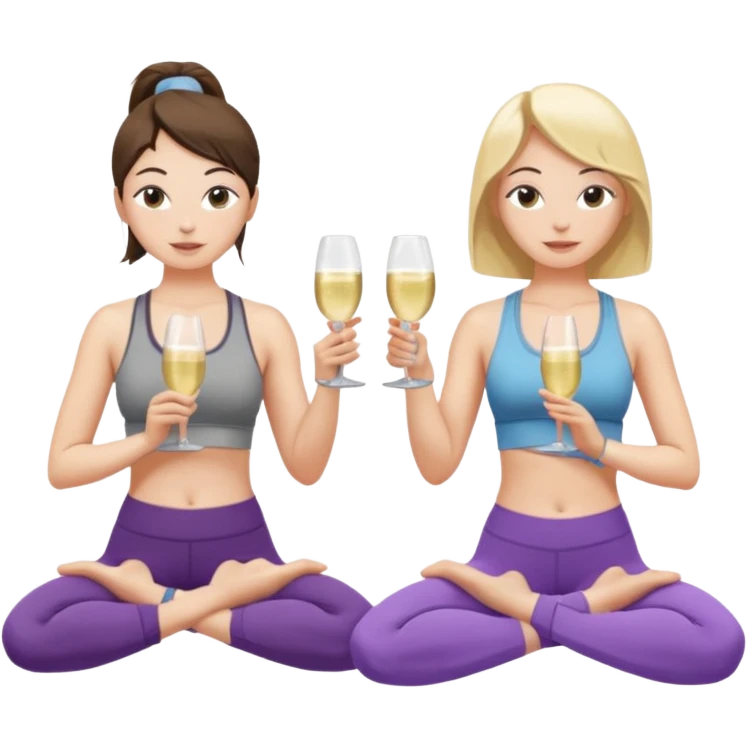 two girl yoga and prosecco  emoji