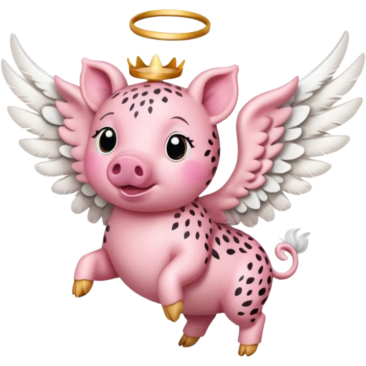 Cheetah print flying pig with angel wings emoji