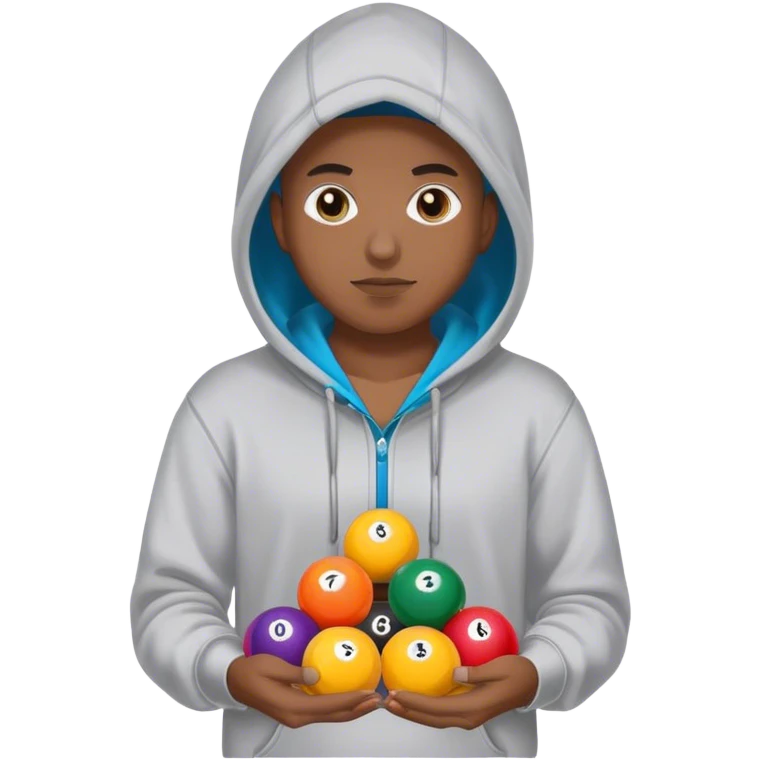 pool balls ALEN holding them in hoodies ￼ emoji