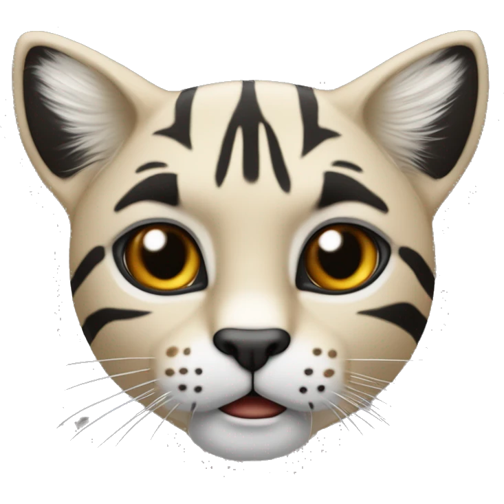 Tête de Chat avec pelage beige et tigré noir et oreilles noires et yeux bleus c emoji