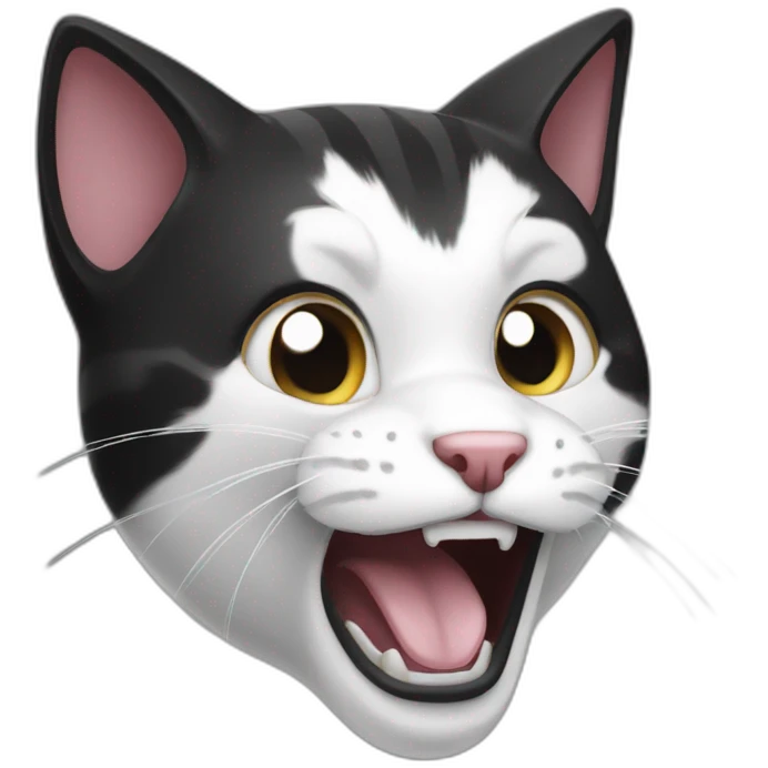 screaming-black-and-white-cat emoji