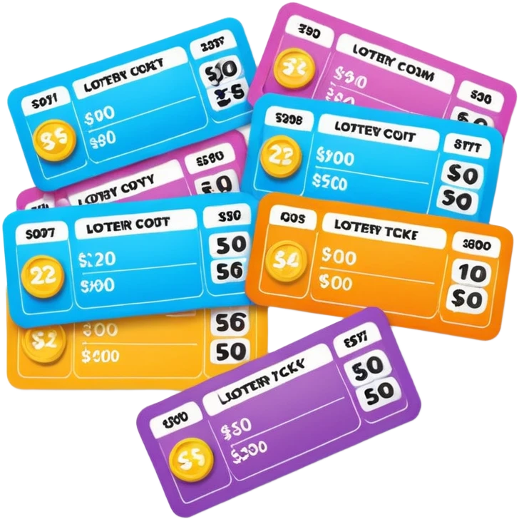 Create blank lottery coupons fanned out, clean and colorful, with different header colors and simple grid sections. No numbers, no text—just empty fields and a lottery-ticket layout. Bright, modern, and on a neutral background. emoji