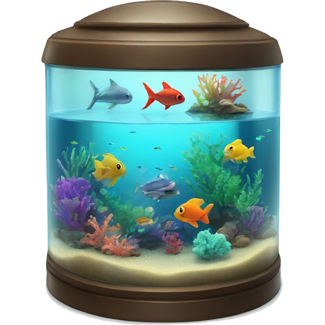 Nostalgic aquarium with sea life inside and colored lights  emoji
