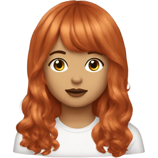 Moça ruiva com curtain bangs emoji