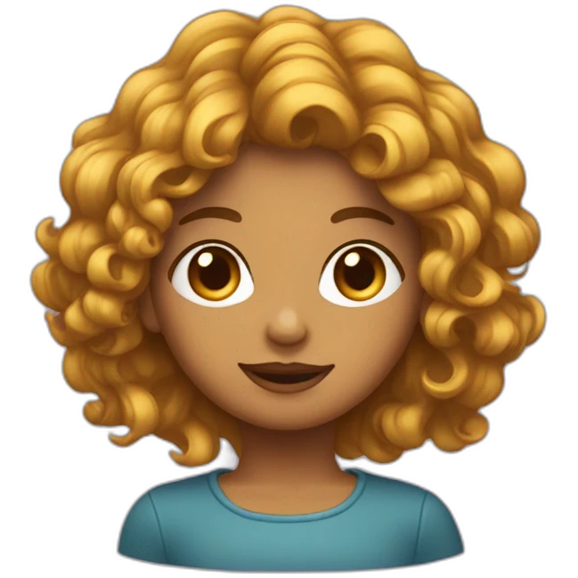 Fille avec des cheveux ondulée emoji
