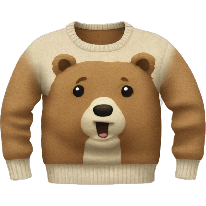 Sweater with a brown bear on in  emoji