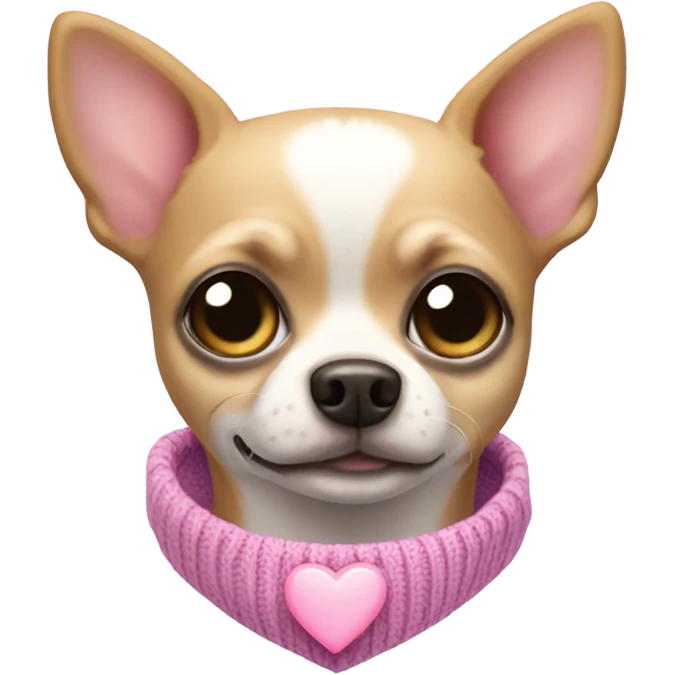 Chihuahua dog with a light purple sweater and a pink heart on it emoji