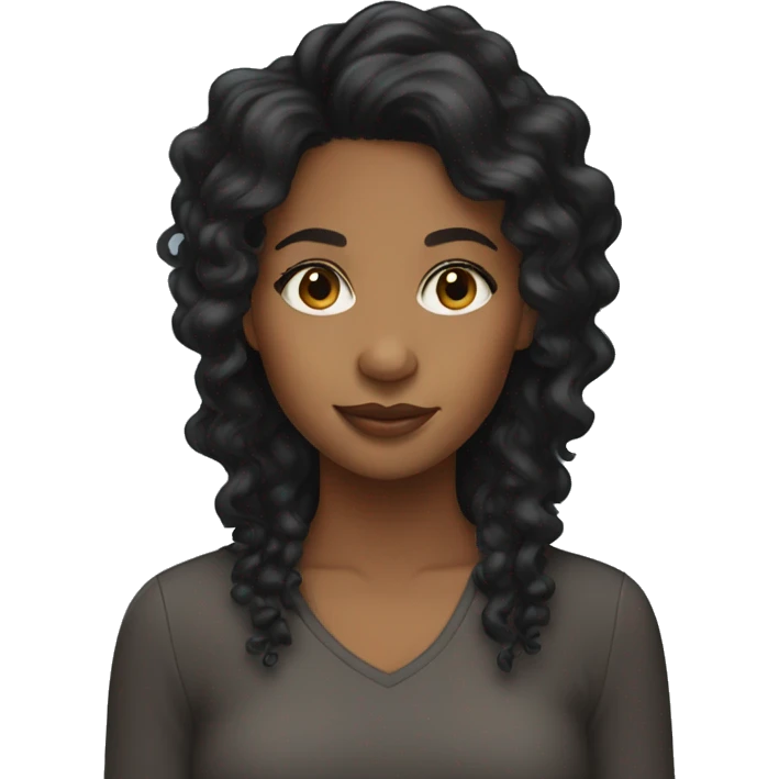 brown girl with long black curly hair emoji