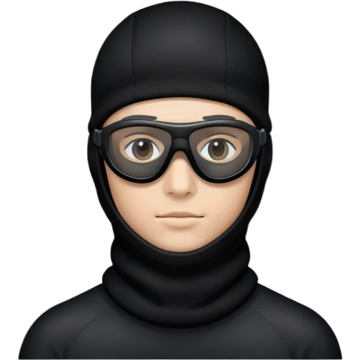 Face with black balaclava and black tinted sports glasses emoji
