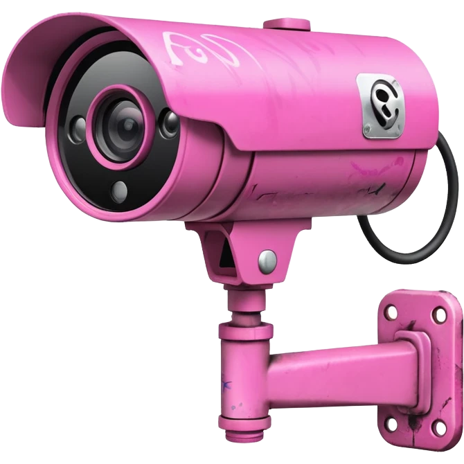 Security Camera pink with graffity emoji