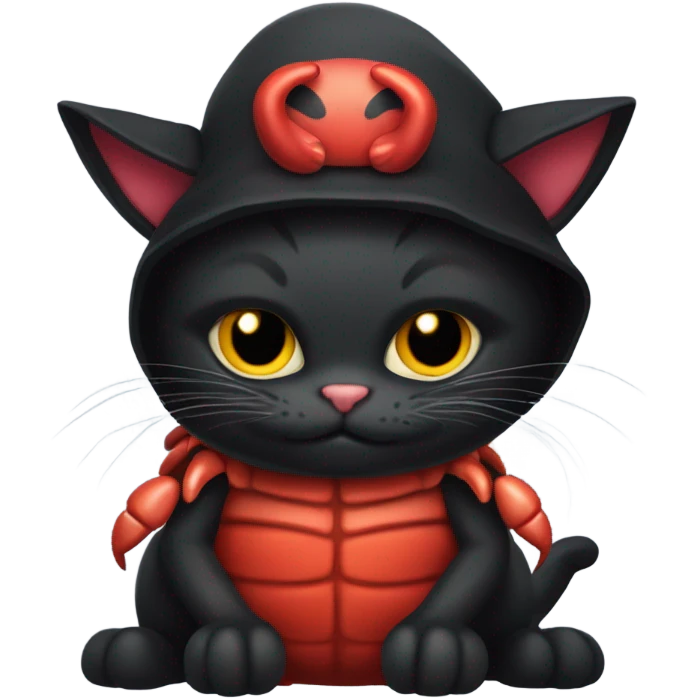 Black cat wearing a crab costume  emoji