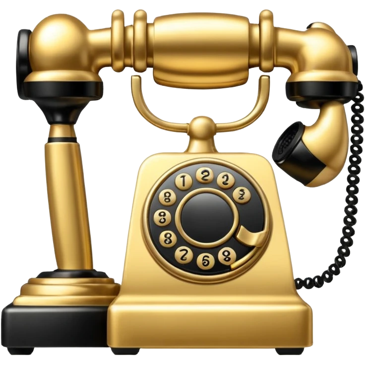 One single Gold and black phone icon, png, no background, no border emoji