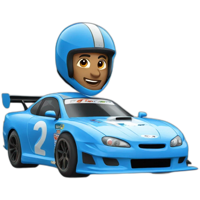 Blue tuned racecar emoji