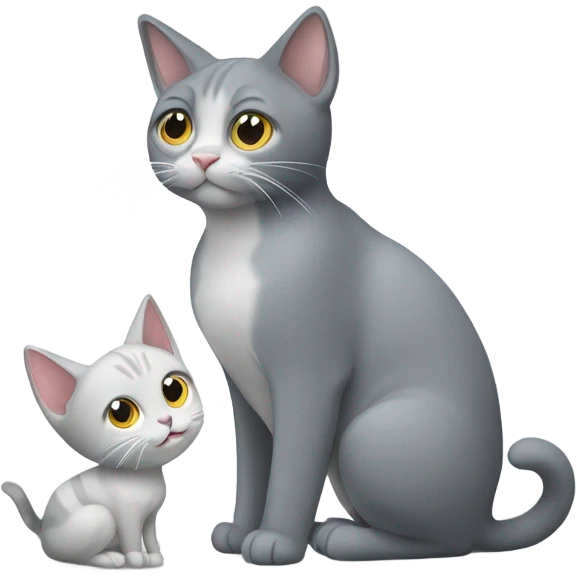Grey cat and white cat playing. Grey cat is bigger  emoji