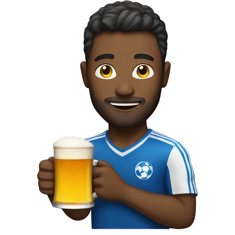 Man with beer playing soccer emoji