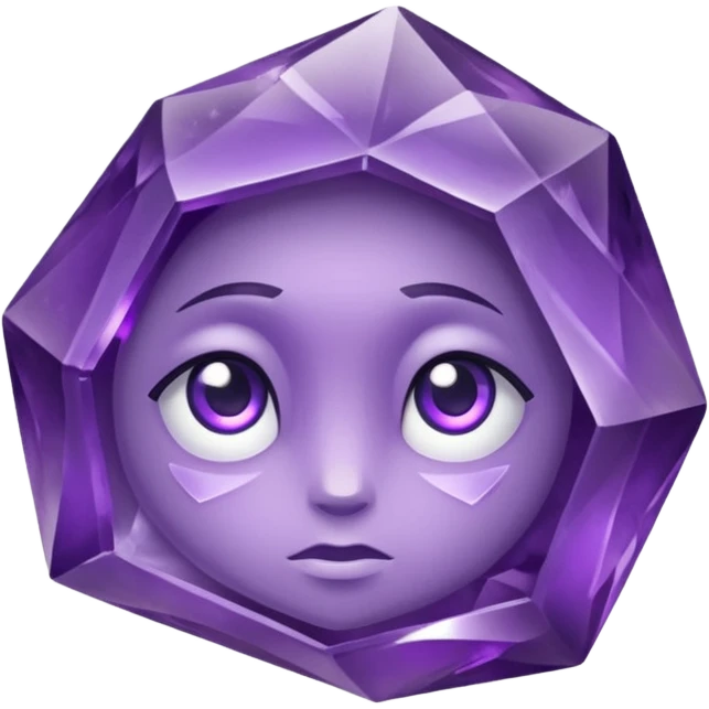 Single gemstone amethyst character rock, with carved facets with eyes beautiful emoji
