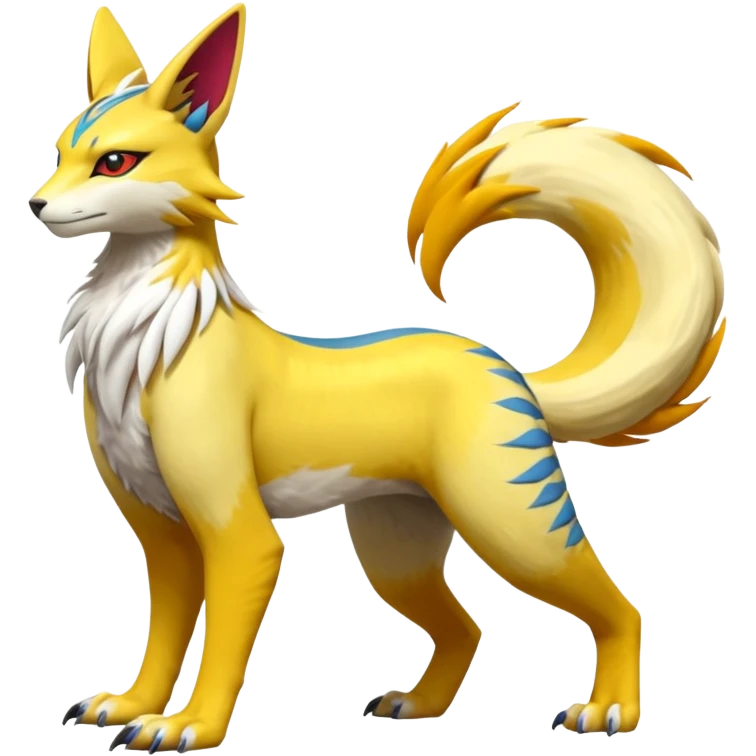 Latias-Vernid-Lombax-Koraidon-Renamon-Zeraora-Bastet-Fakémon-fusion-creature, full body emoji