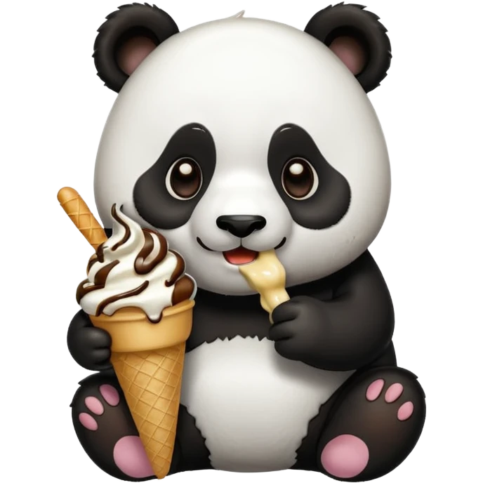 Panda eating ice cream emoji