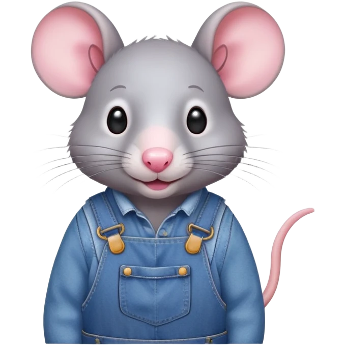 cute rat wearing blue denim overalls emoji
