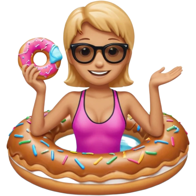 a person riding a donut float emoji