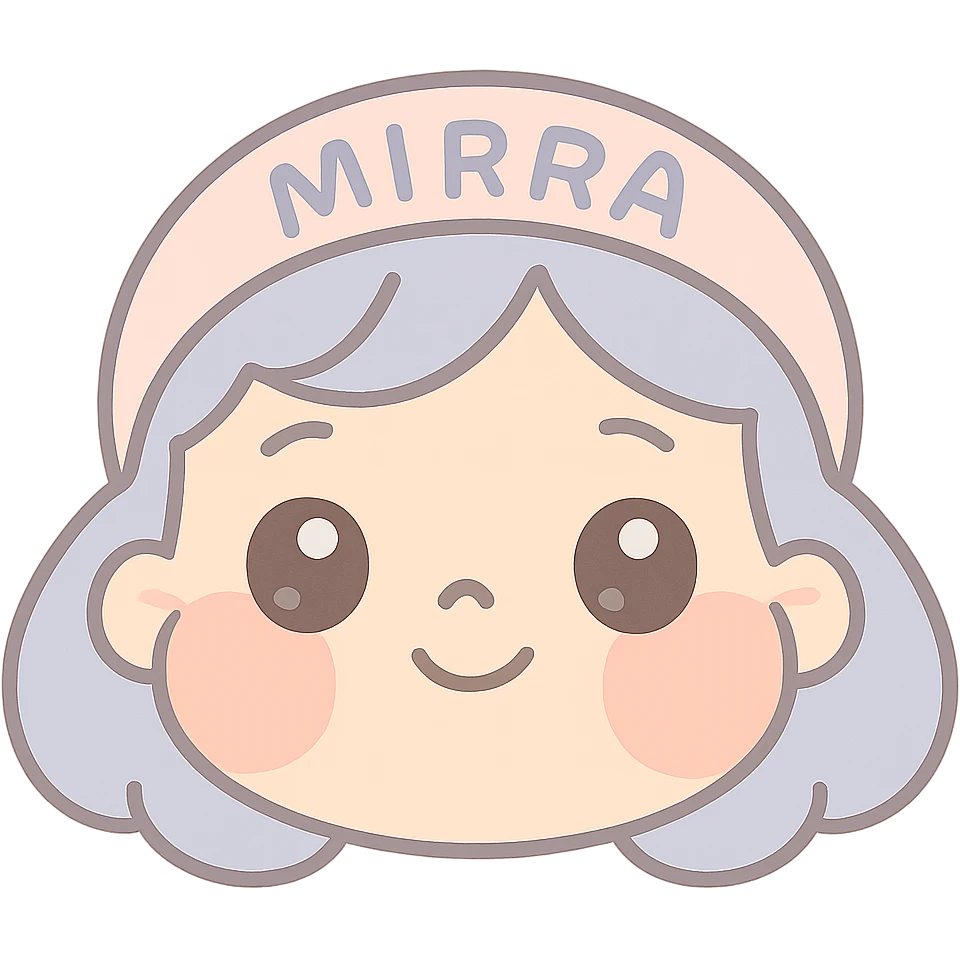 cute Mirra face, pastel colors, round cheeks, cartoon style emoji
