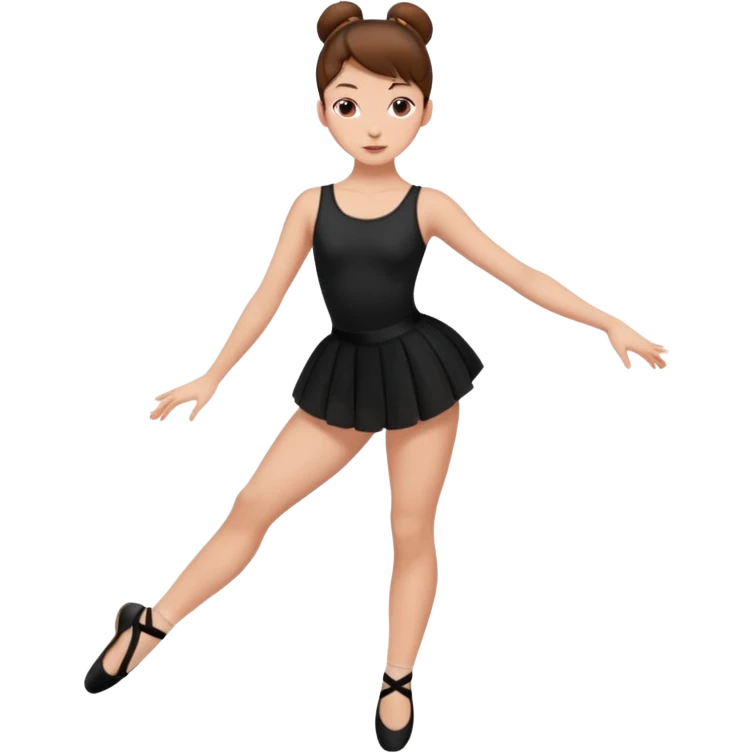 menina cabelos castanhos pele branca com coque vestida de roupas de jazz e sapatilhas pretas emoji