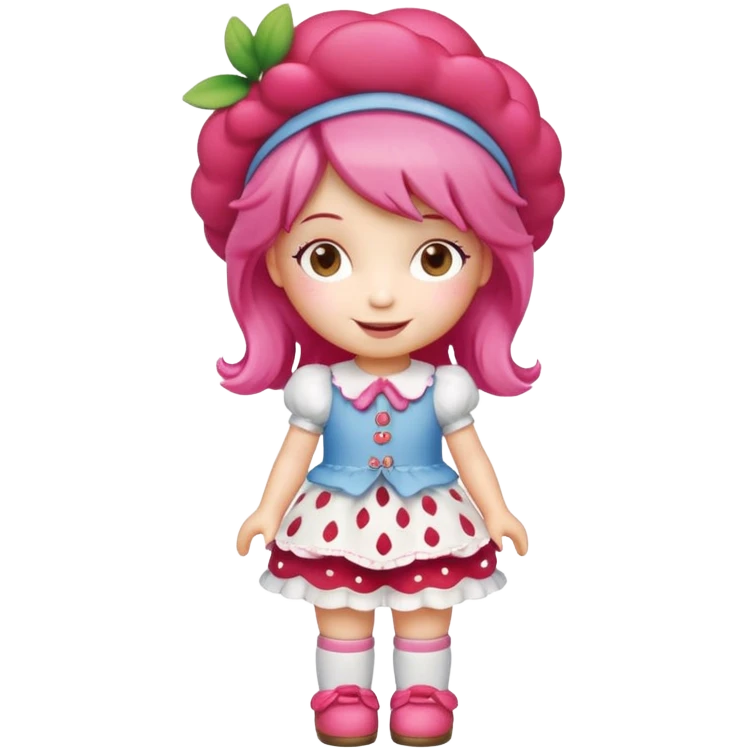 Isolated, detaile illustration of the most incredibly adorable modern strawberry shortcake doll
figurine imaginable, toy style. emoji