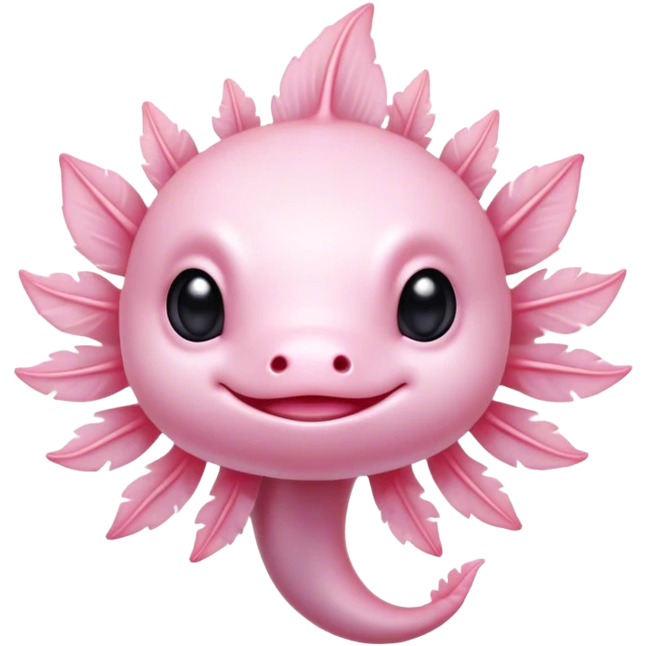 Cinematic Cute Axolotl Portrait Emoji, Head tilted playfully and inquisitively, featuring smooth, pale pink skin with delicate feathery gills and round, sparkling dark eyes filled with curiosity, Simplified yet irresistibly adorable features, highly detailed, glowing with a warm, magical glow, high shine, affectionate and quirky, stylized with a touch of whimsy, bright and endearing, soft glowing outline, capturing the essence of a mischievous yet charming aquatic friend, so playful it feels like it could swim out of the screen and into your heart! emoji