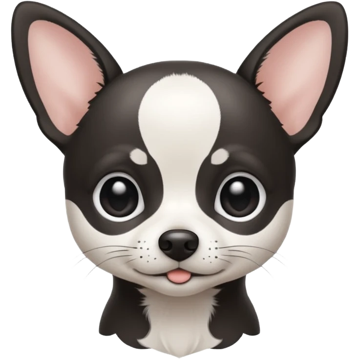 A black and white chihuahua emoji please with a  white line on the center of head and not a big line emoji