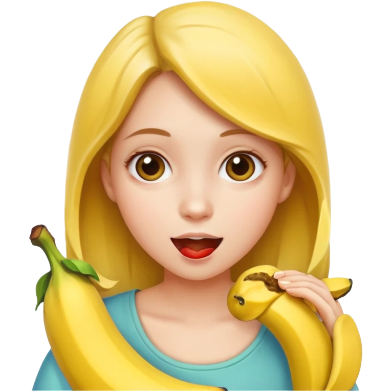 girl eating banana close up emoji